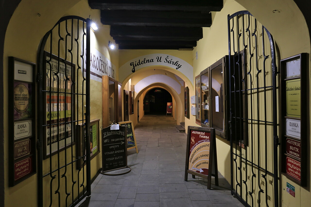 Arcades of České Budějovice an Night